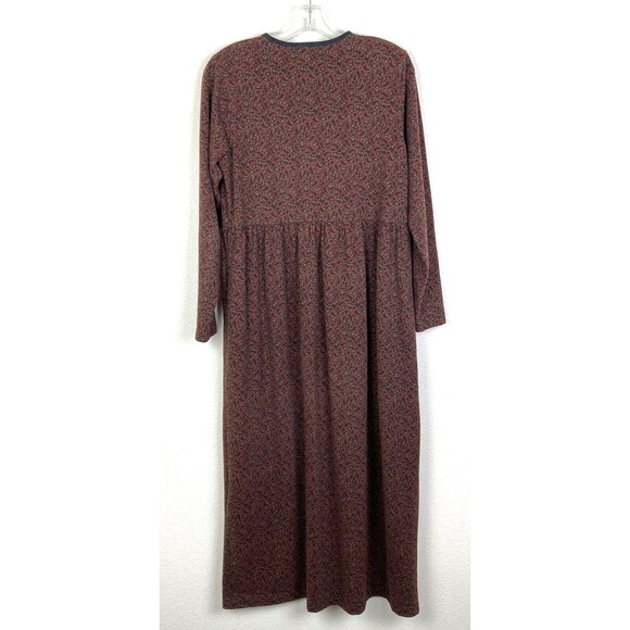Vtg Jones New York Maxi Prairie Dress Size SP Petite Brown Soft Knit Cabincore - Picture 7 of 7